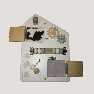 Wooden Montessori Busy Board With Bead Slider & Gears For Toddlers